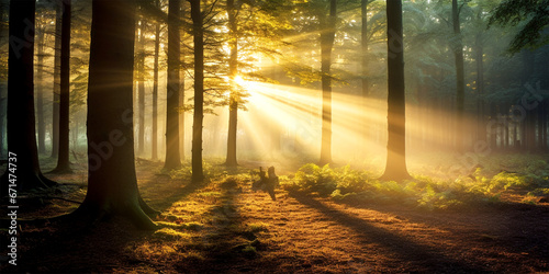 autumn forest in magical light