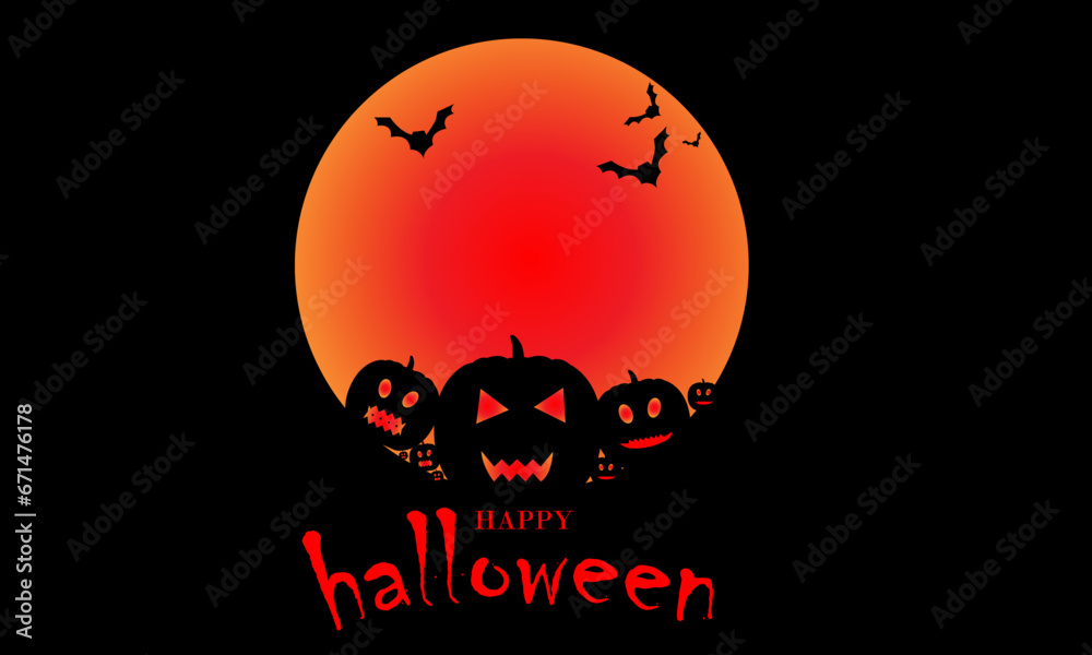 halloween with pumpkin and moon background design