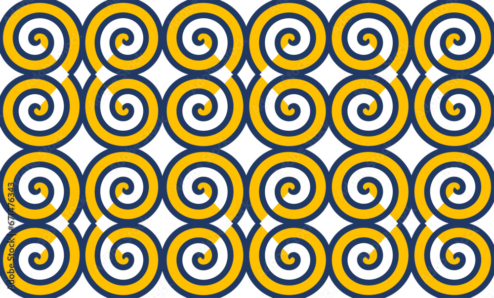 Fuzzy blue and yellow spin spiral block repeat seamless pattern, design for fabric print or wallpaper Fuzzy blue and yellow spin spiral block repeat seamless pattern, design for fabric print or wallpaper