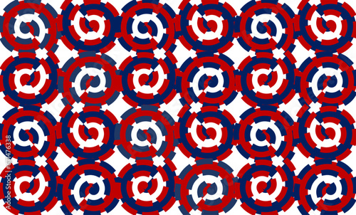 Fuzzy red and blue tone abstract spiral repeat seamless pattern, design for fabric print or wallpaper, t-shirt paint screening
