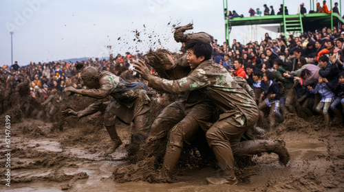 Crowd enjoying Boryeong Mud Festival, South Korea.