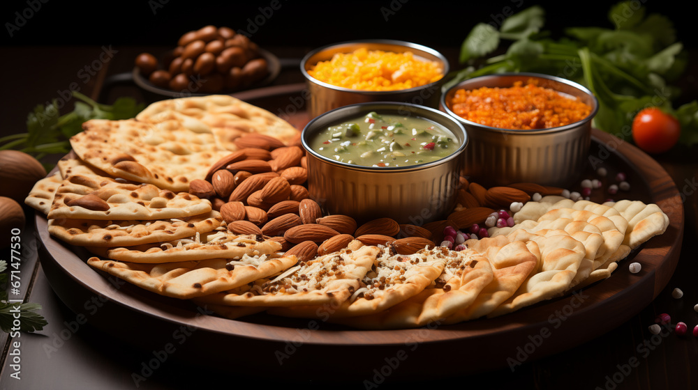 A beautiful Lohri thali featuring rewri, gajak, and other festive treats A beautiful Lohri thali featuring rewri, gajak, and other festive treats