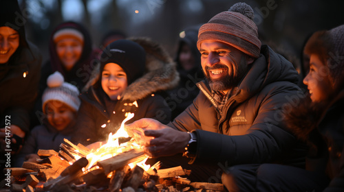 Families gathered around the Lohri bonfire with food, music, and laughter photo