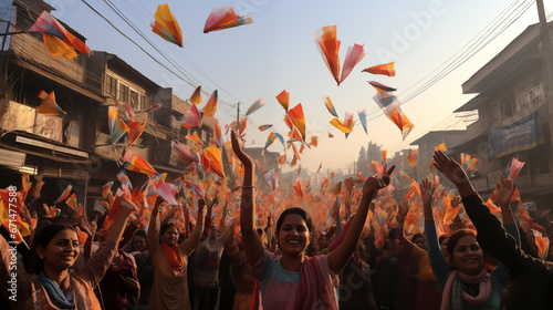 Colorful kites soaring in the sky, a common sight during Lohri festivities