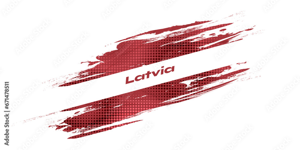 Flag of Latvia with Brush Style. National Republic of Latvia flag on White Background Flag of Latvia with Brush Style. National Republic of Latvia flag on White Background