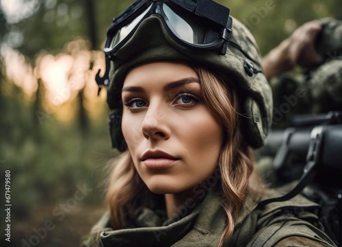 portrait of a Ukrainian woman soldier © abu