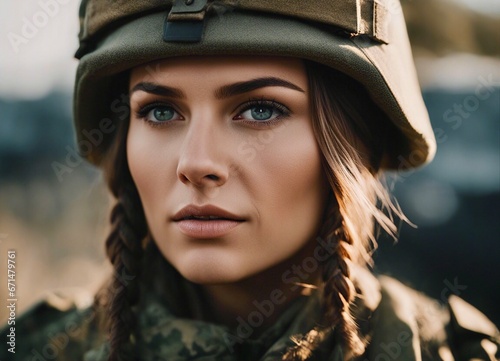 portrait of a Ukrainian woman soldier