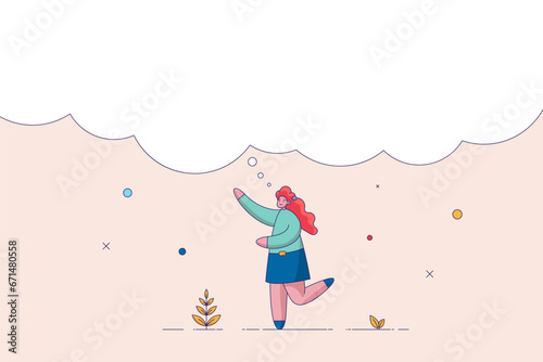 Imagination or creativity concept. Smart businessman thinking with big bubble. Think big, ambition to success, dream big to change the world or contemplation to get solution to solve big problem.