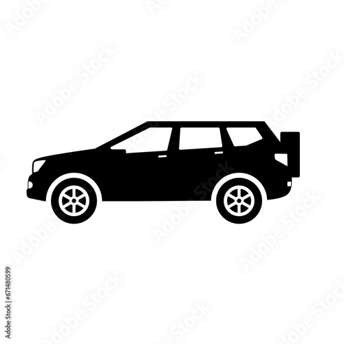 SUV car icon vector. Sport utility vehicle silhouette for icon, symbol or sign. SUV car graphic resource for transportation or automotive © Moleng