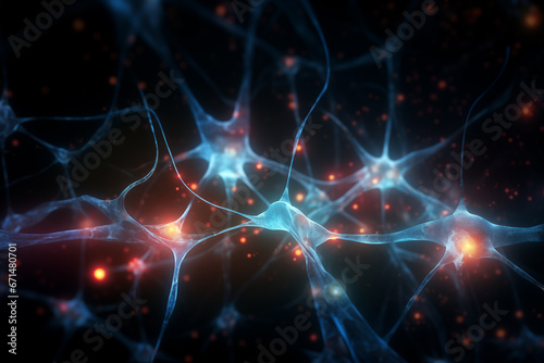 dark background of neural connections with light