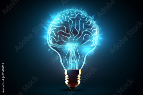 blue wall bulb brain neural with flickering light