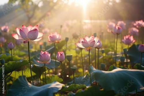 meadows morning lotus flower garden photography