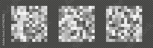 Censor pixel sign set. Censored content vector graphic blur effect 