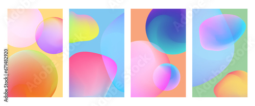 Trendy cover set with vivid gradient shapes. Beautiful modern fluid multicolor poster collection