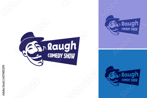 Laugh Show Comedy logo. suitable for designs related to humor, comedy, happiness, joyful occasions, or any content that aims to bring laughter and amusement to the audience.