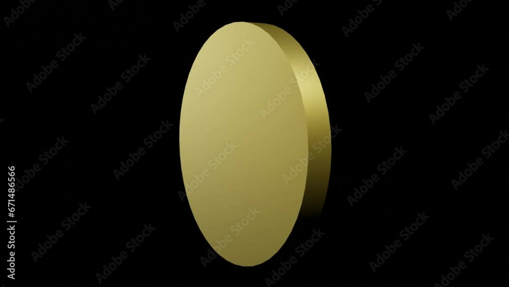 Rotating gold or yellow coin on a black background.3d render Rotating gold or yellow coin on a black background.3d render