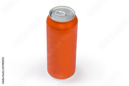 Sealed beverage can orange color on a white background