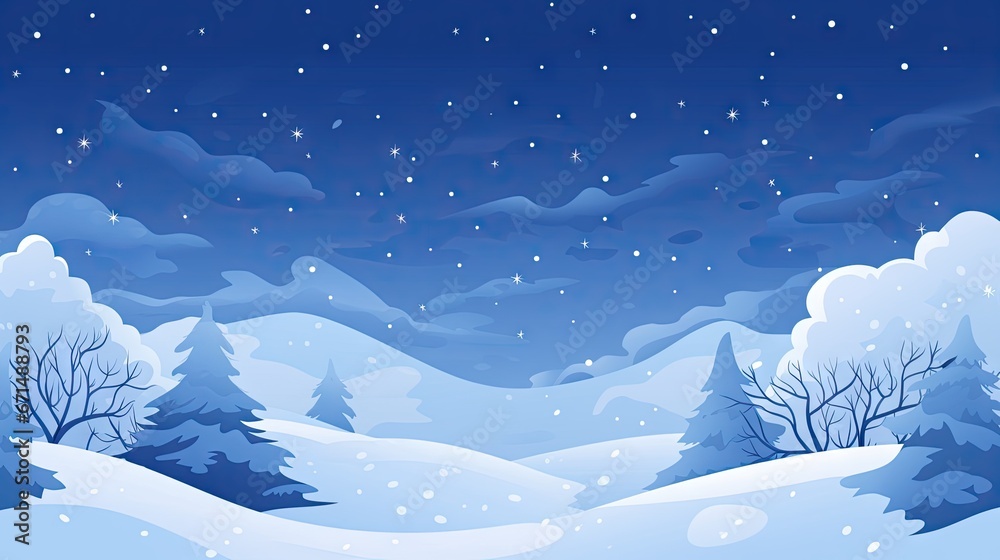 Snowy Blue and White Winter Background - Simplistic Flat Illustration Vector Wallpaper - Based Animation Style - Animated Illustration Backdrop created with Generative AI Technology