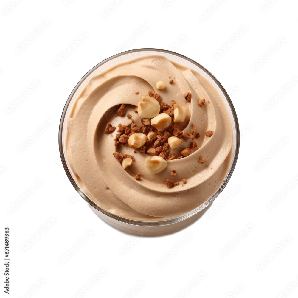 Hazelnut mousse isolated on transparent background Hazelnut mousse isolated on transparent background