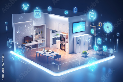 Internet of thing IOT concept modern smart house integration . Generative ai