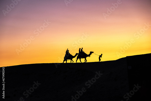 Kamelreiten Ägypten Sonnenuntergang
