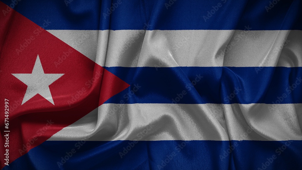 Naklejka premium 3d illustration flag of Cuba. Close up waving flag of Cuba.