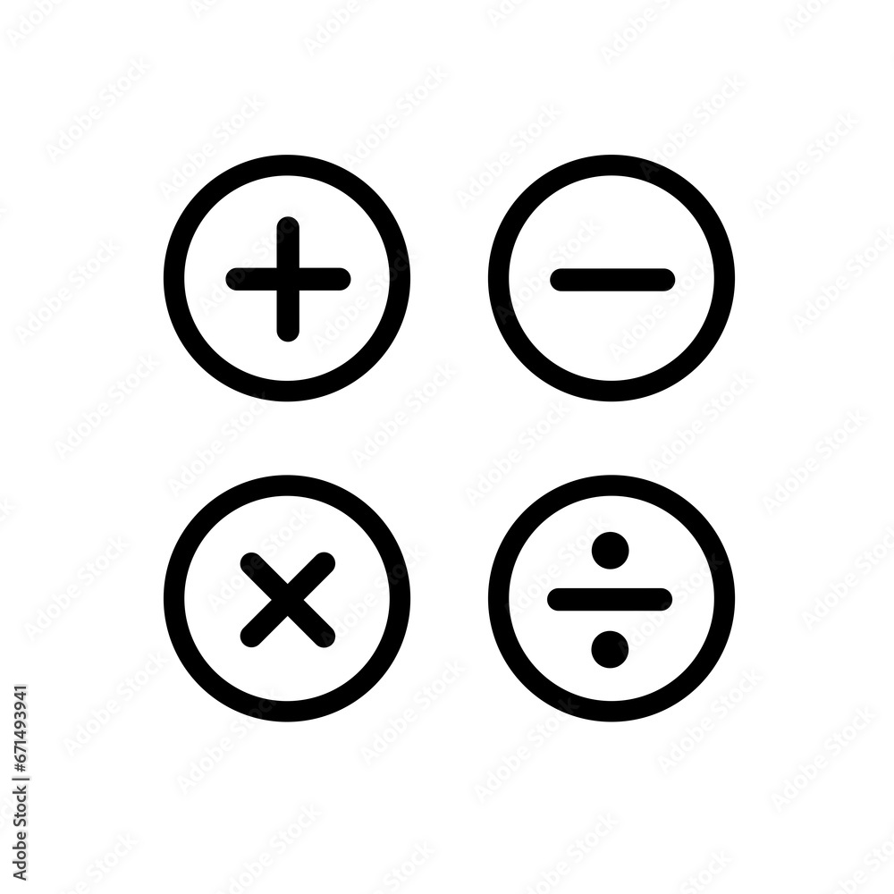 vector of basic math symbols on white background.add, subtract ...
