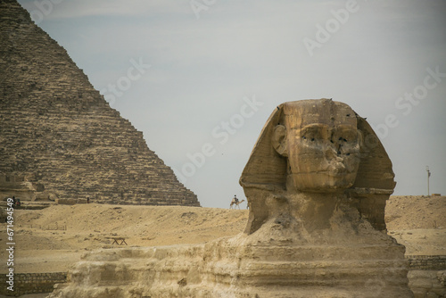 The great Sphinx of Giza in front of pyramids, Cairo, Egypt