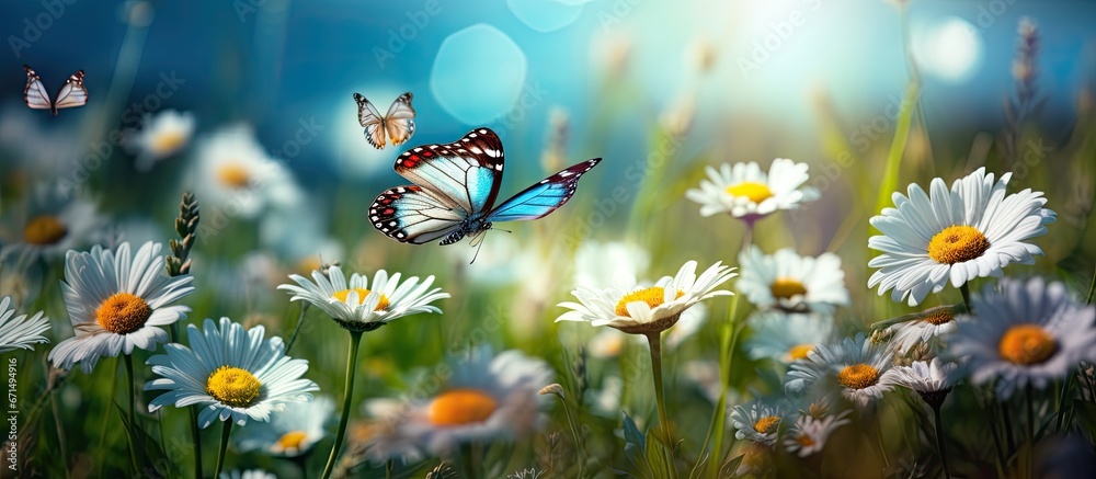 The season of summer brings forth the enchanting sight of vibrant butterflies fluttering amidst blooming flowers