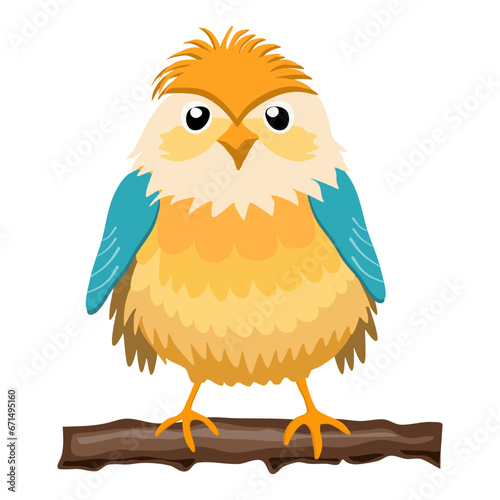 simple vector illustration funny bird on tree
