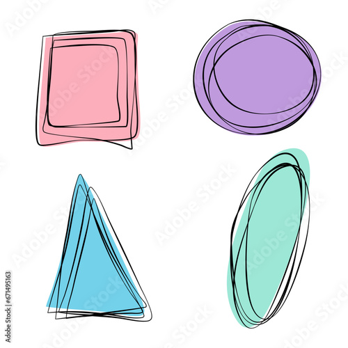 simple vector illustration geometric figures with lines hand drawn