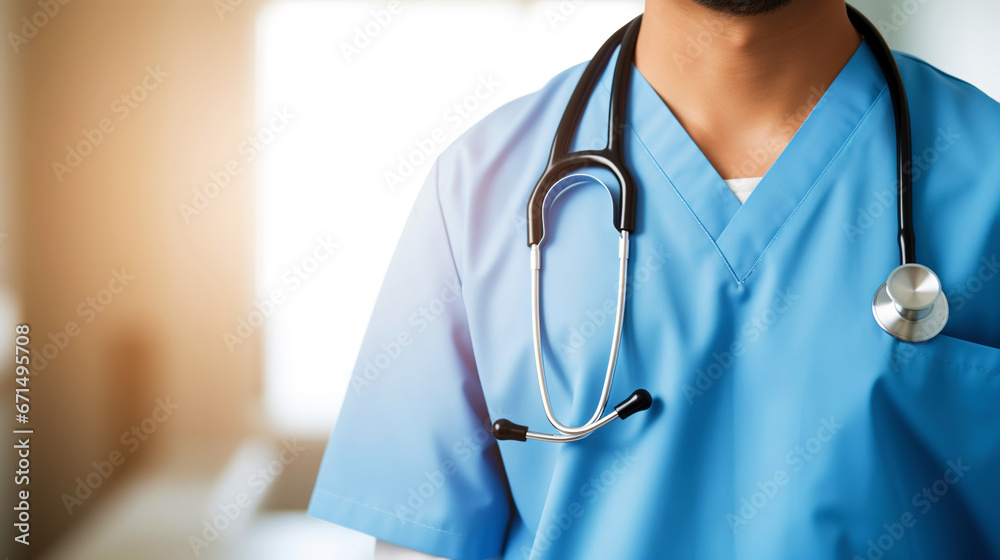 Male doctor, nurse or physician. Healthcare worker. Quality Medical Services concept. Generative AI