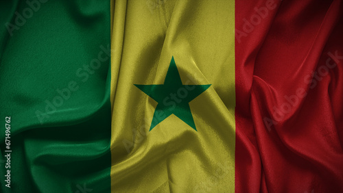 3d illustration flag of Senegal. Close up waving flag of Senegal.