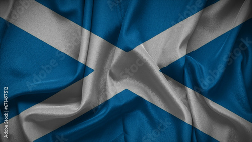 3d illustration flag of Scotland. Close up waving flag of Scotland.