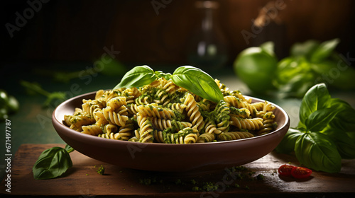 Traditional Italian dish consisting of fusilli pasta