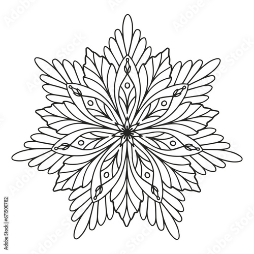 Fototapeta Naklejka Na Ścianę i Meble -  Coloring page for children and adults. Mandala made of floral elements.