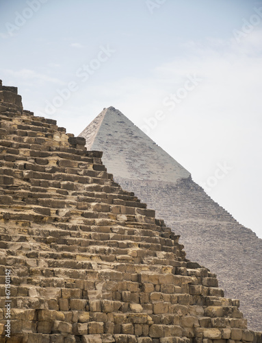 Travel and vacation in Egypt. The Great Pyramids in Cairo, famous Wonder of the World, Giza, Egypt