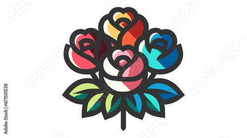 Colorful vector icon of a bouquet of abstract roses.