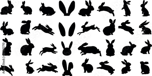 Fotografia Rabbit silhouettes vector illustration, perfect for Easter, spring celebrations