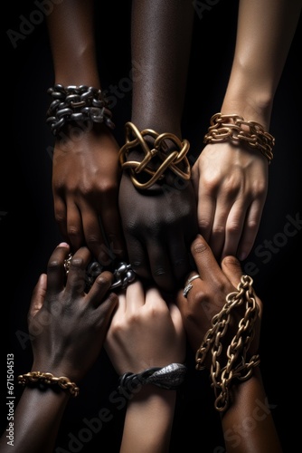 diverse hands coming together to form a chain