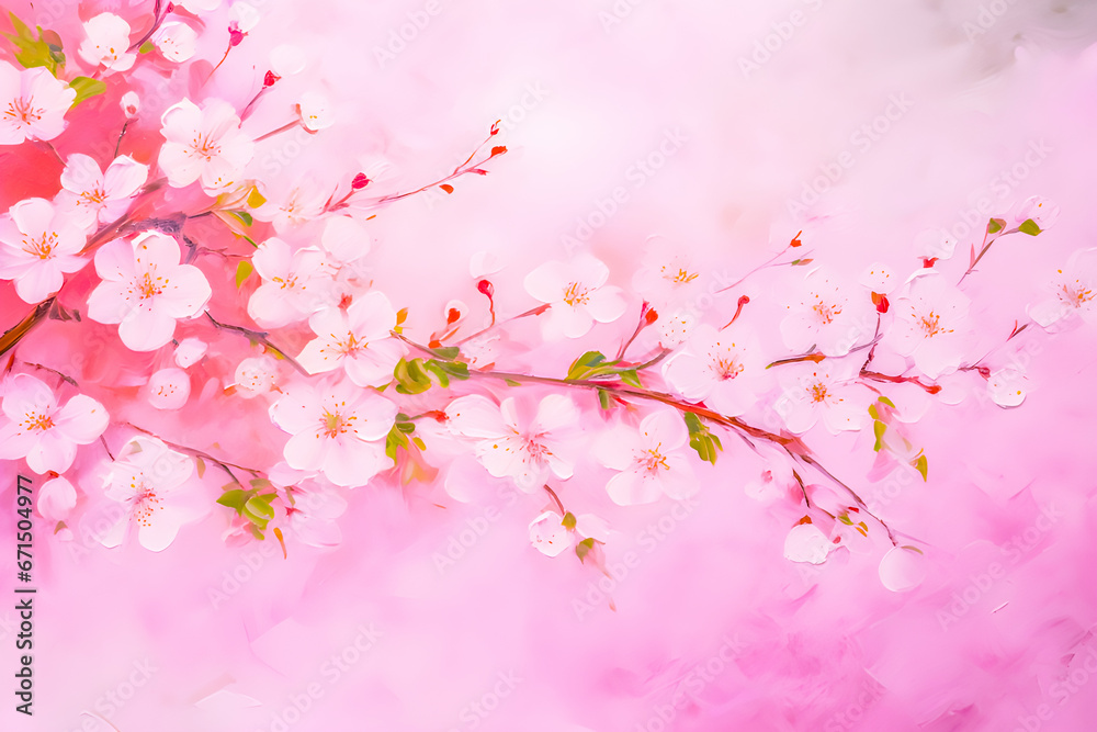 oil painting style of little flowers cherry blossom in light pink tones.