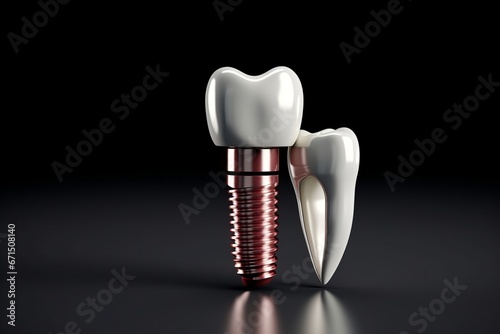 Realistic dental implant on a white background, Generative AI