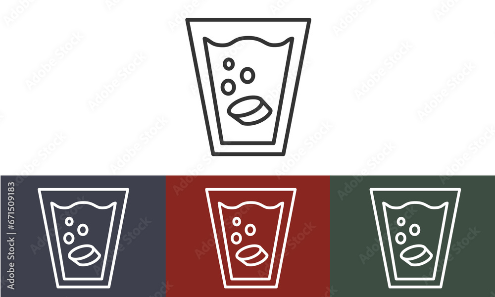 Vector of a glas of water with medicine in it Vector of a glas of water with medicine in it