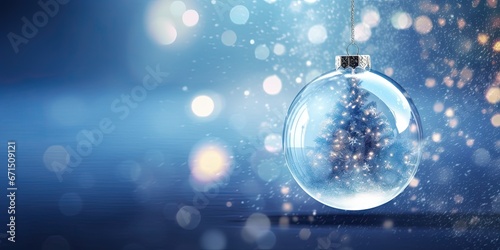 Festive glitter. Sparkling christmas ornaments in winter glow. Magic of season. Shiny baubles adorning tree. Winter wonderland decor. Ornate in snowy silence