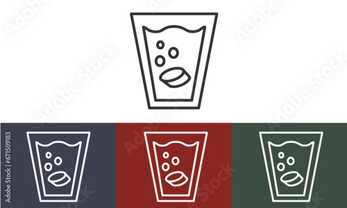Vector of a glas of water with medicine in it
