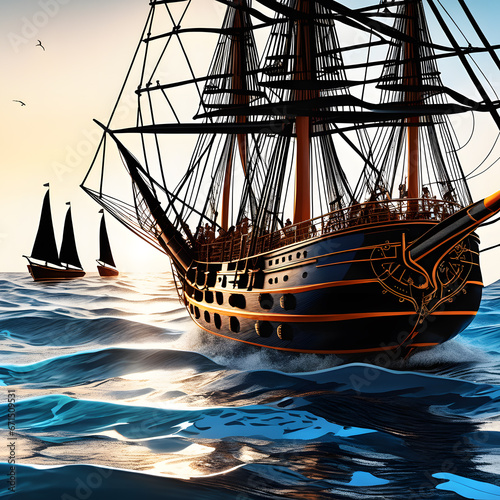 Pirate ships, AI-Generatet
