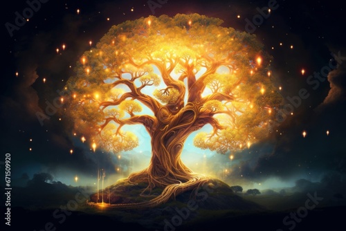 beautiful magic tree  the beginnings of life  a family tree  Generative AI