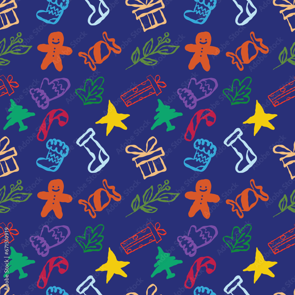 Christmas background, elements seamless pattern wrapping background
