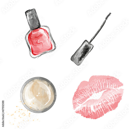 watercolor cosmetic icons