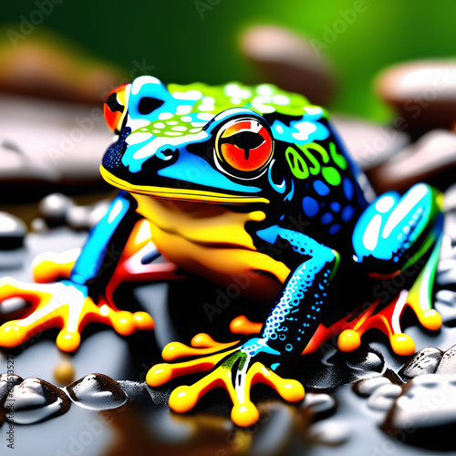 colored frog, AI-Generatet © Dr. N. Lange